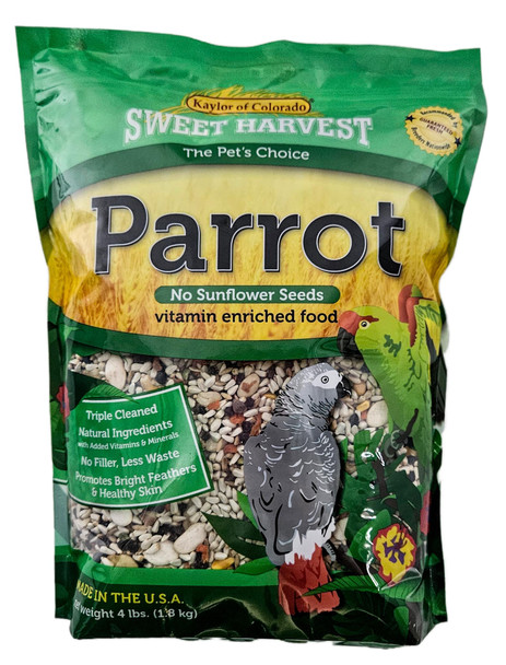 Sweet Harvest Parrot Bird Food (No Sunflower Seeds) Bag Seed Mix For A 4 Lbs