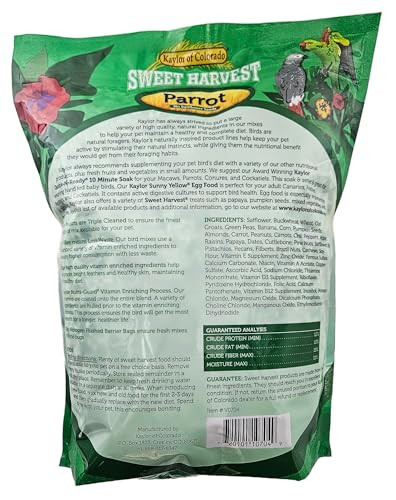 Sweet Harvest Parrot Bird Food (No Sunflower Seeds) Bag Seed Mix For A 4 Lbs