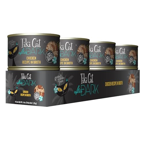 Tiki Pets Cat After Dark Chicken HighProtein And 100% NonGmo Ingredients Wet Cat 5.5 Oz Pack Of 8