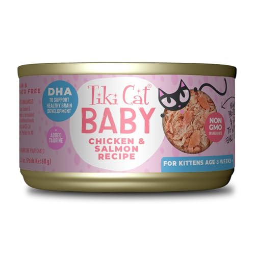 Tiki Pets Cat Baby Chicken & Salmon HighProtein And 100% NonGmo Ingredients Wet 2.4 Oz 12 Count
