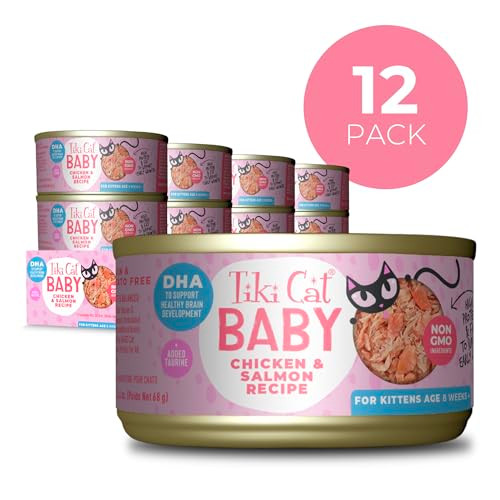 Tiki Pets Cat Baby Chicken & Salmon HighProtein And 100% NonGmo Ingredients Wet 2.4 Oz 12 Count