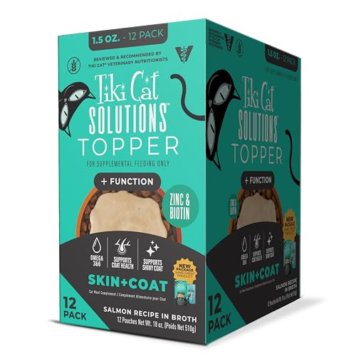 Tiki Pets Cat Solutions Topper Multipack Skin Coat Salmon Recipe In Broth 1.5 Oz 12 Pack