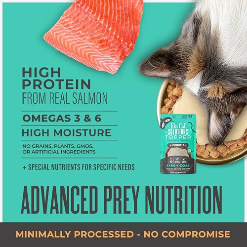 Tiki Pets Cat Solutions Topper Multipack Skin Coat Salmon Recipe In Broth 1.5 Oz 12 Pack