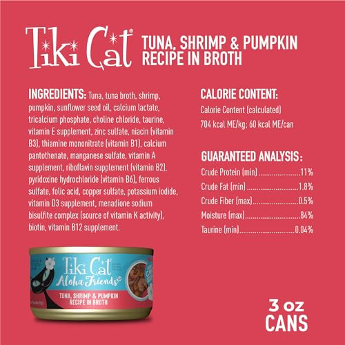 Tiki Pets Cat Aloha Friends Wet Cat Food Tuna Shrimp & Pumpkin 3 Oz 12 Count