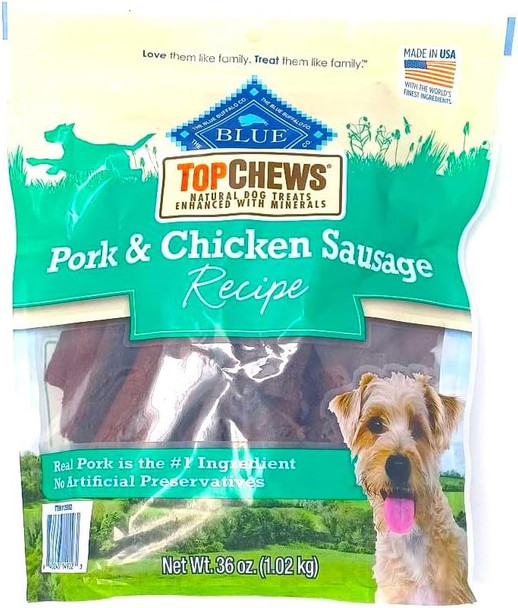 Top Chews Pork & Chicken Sausage Dog Treats 36 oz., 2.25 Pound (Pack of 1)