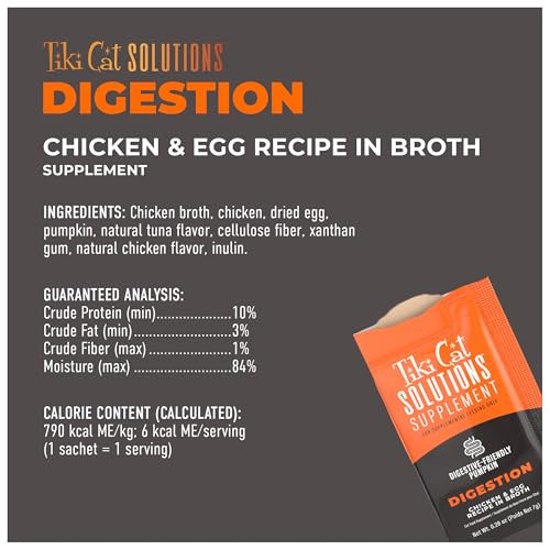 Tiki Cat Solutions Supplements Digestion Mousse Chicken & Egg In Broth Formulated To 5.6 Oz Pack Of 20
