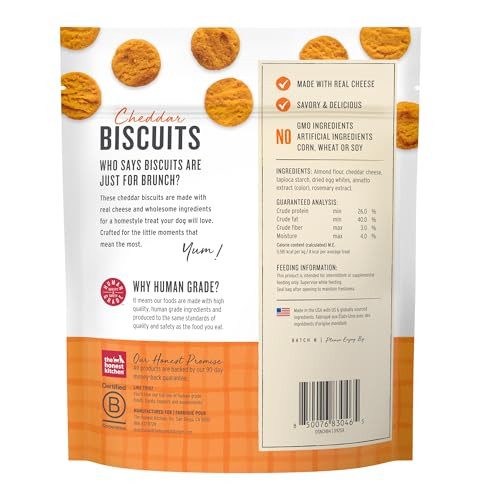 The Honest Kitchen Human Grade Dog Treats Cheddar Biscuits Pouch 3.5 Oz