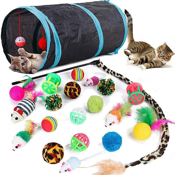 Speedy Panther 21 Pcs Cat Toys For Indoor Cats Collapsible Cat Tunnel Interactive
