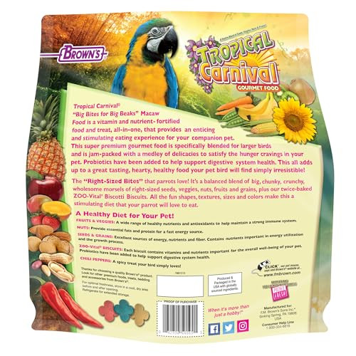 Tropical Carnival F.M. Brown's Tropical Carnival Gourmet Macaw Food Big Bites For Big 5 Lb