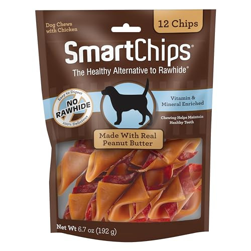 Smartbones Smartchips With Real Peanut Butter RawhideFree Chews For Dogs 12 Count