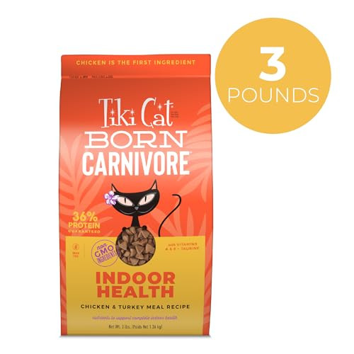 Tiki Pets Cat Born Carnivore Indoor Health NonGmo Chicken And Turkey Meal Recipe 3 Lbs