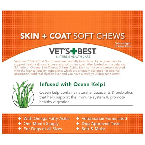 Vet's Best Skin & Coat Dog Supplements Formulated With Vitamin E And Biotin