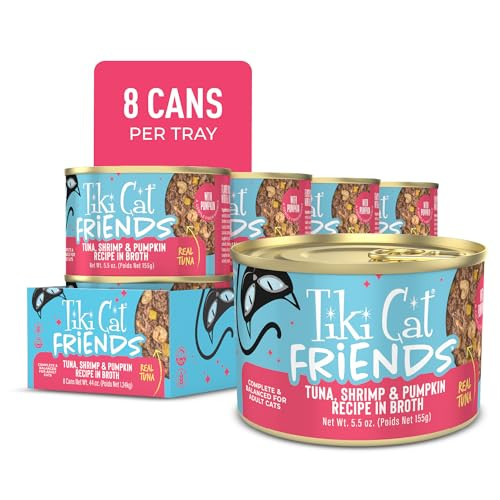 Tiki Pets Cat Aloha Friends Wet Cat Food Tuna Shrimp & Pumpkin 5.5 Oz 8 Count
