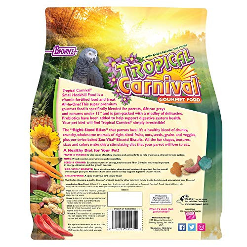 Tropical Carnival F.M. Brown's Tropical Carnival Gourmet Bird Food For Parrots African Greys 5 Lb