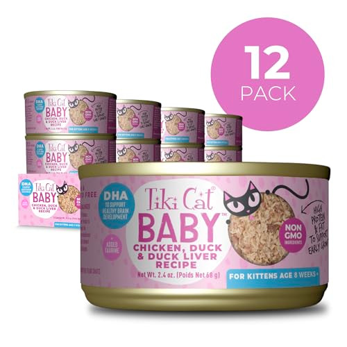 Tiki Pets Cat Baby Wet Food For Kittens Chicken Duck & Duck Liver 2.4 Oz 12 Count