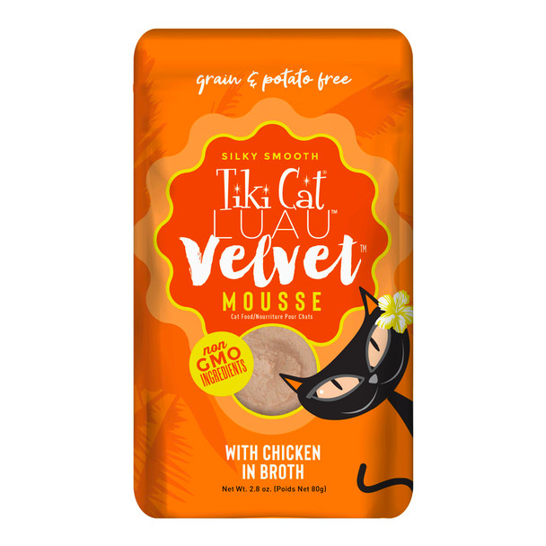 Tiki Pets Cat Luau Velvet Mousse Chicken In Broth Complete Nutrition For Balanced 2.8 Oz Pack Of 12