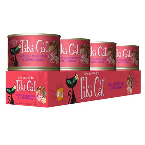 Tiki Pets Cat Grill Mackerel & Sardines HighProtein And 100% NonGmo Ingredients Wet 6 Oz Pack Of 8