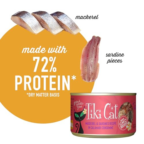 Tiki Pets Cat Grill Mackerel & Sardines HighProtein And 100% NonGmo Ingredients Wet 6 Oz Pack Of 8