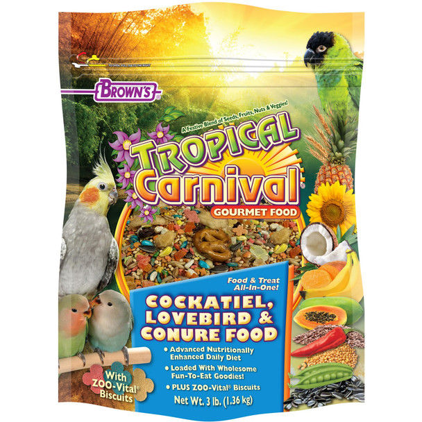 Tropical Carnival F.M. Brown's Tropical Carnival Gourmet Bird Food For Cockatiels Lovebirds And 3Lb