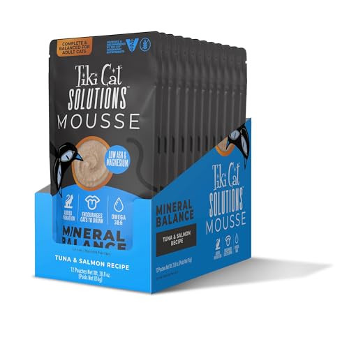 Tiki Pets Cat Solutions Mineral Balance Mousse Supports Urinary Health Tuna & Salmon 2.4 Oz 12 Pack