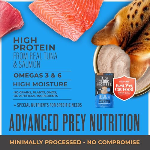 Tiki Pets Cat Solutions Mineral Balance Mousse Supports Urinary Health Tuna & Salmon 2.4 Oz 12 Pack