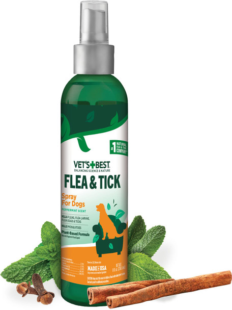 Vet's Best Natural Flea And Tick Spray For Dogs 8 Oz