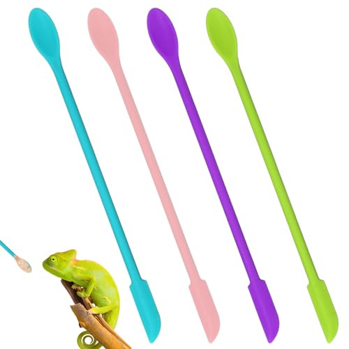 Xelsluthe 4 Pcs Reptile Spoon Crested Gecko Food Mixing Spoon Crested Gecko