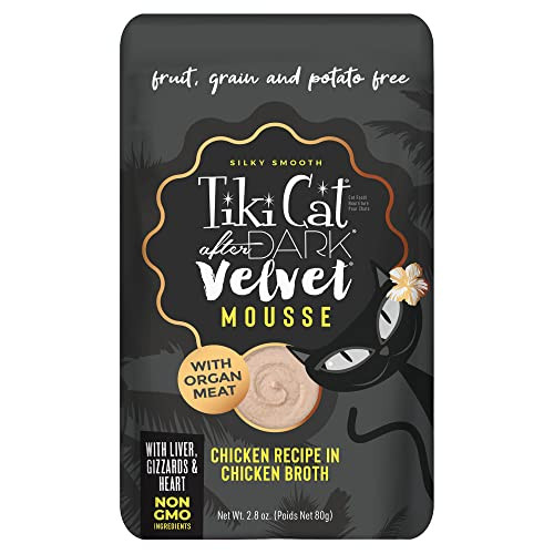 Tiki Pets Cat After Dark Velvet Mousse Wet Cat Food Chicken . Pouch 2.8 Oz Pack Of 12