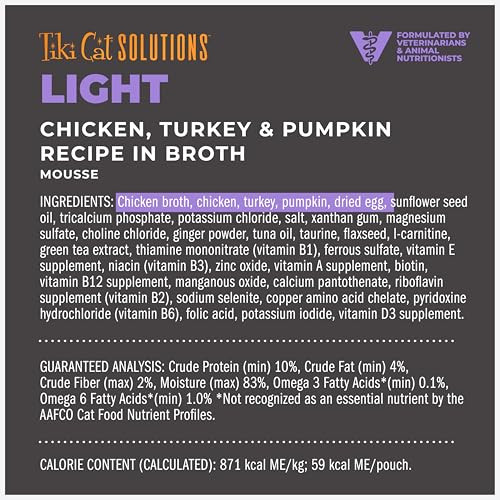 Tiki Pets Cat Solutions Light Mousse Chicken Turkey & Pumpkin Formulated To Support 2.4 Oz 12 Count