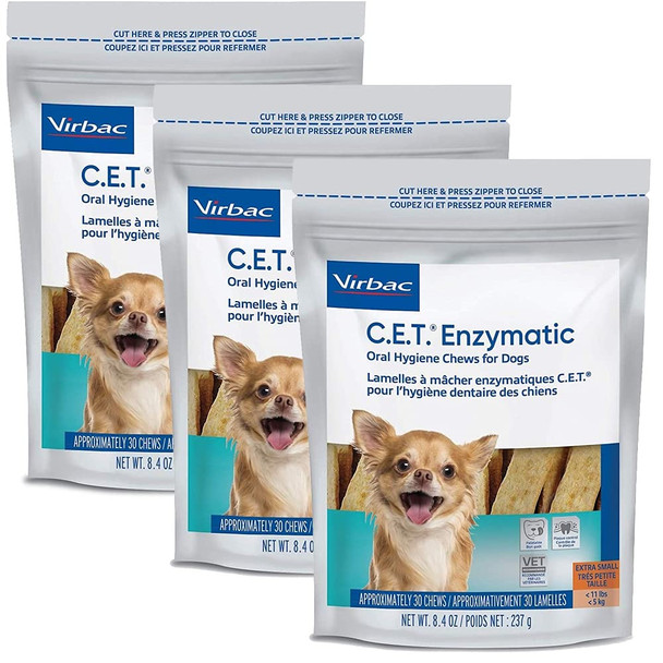 Virbac C.E.T. Enzymatic Oral Hygiene Chews For Petite Dogs 90 Count