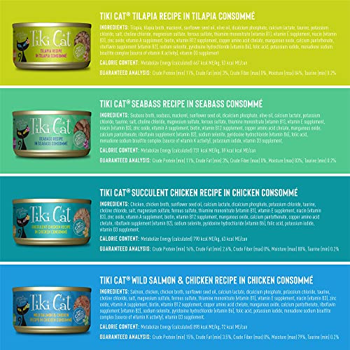 Tiki Pets Cat Luau Wet Cat Food Variety Pack . Cans 2.8 Oz 12 Count