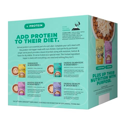 Tiki Pets Cat Born Carnivore Complements Wet Cat Food Topper High Protein & 2.1 Oz Variety Pack