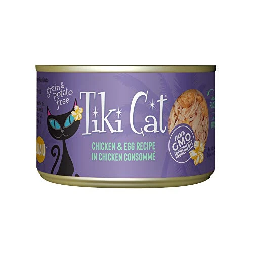 Tiki Pets Cat Luau Wet Cat Food Chicken & Egg . Cans 6 Oz 8 Count
