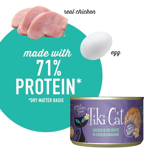 Tiki Pets Cat Luau Wet Cat Food Chicken & Egg . Cans 6 Oz 8 Count