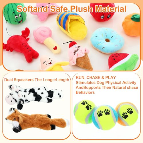 Zopeal 20 Pcs Dog Toy Set With Storage Box Squeaky Toys Crinkle