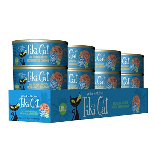 Tiki Pets Cat Luau Wet Cat Food Wild Salmon & Chicken . Cans 2.8 Oz 12 Count