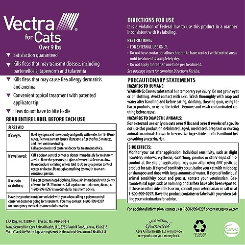 Vectra For Cats Flea Treatment & Prevention For Large Cats (Over 9 Lbs