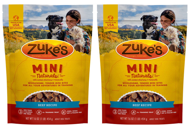 Zuke's Mini Naturals Dog Training Treats Beef Recipe Soft Mini Dog Treats 16 Ounce Pack Of 2