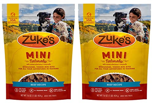 Zuke's Mini Naturals Dog Training Treats Beef Recipe Soft Mini Dog Treats 16 Ounce Pack Of 2