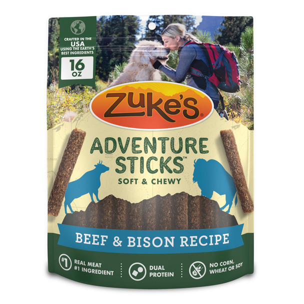 Zukes Adventure Sticks Beef And Bison Dog Treats Natural Dog Treat Sticks 16 Oz