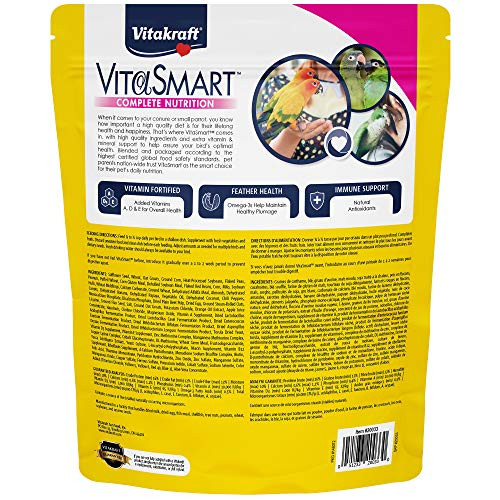 Vitakraft Vitasmart Conure Small Parrot Food Bag Premium Bird Food Mix With 4 Pound