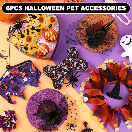 Vertintong 6 Pcs Halloween Pet Costume Dog Cat Witch Halloween Wizard Hat