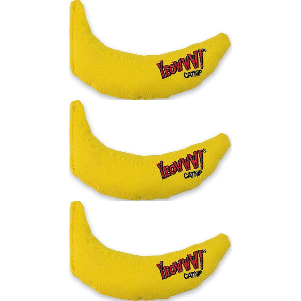 Yeowww Duckyworld 100% Organic Catnip Leaf & Flower Cat Toy Banana 3 3 Pack
