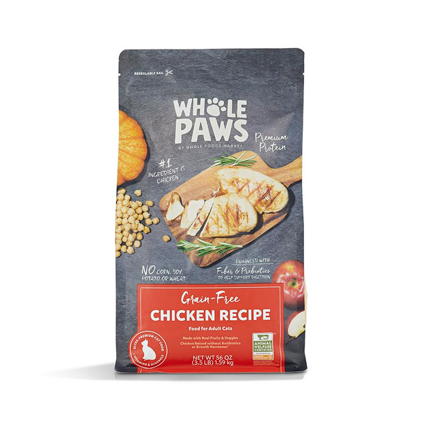 Whole Paws By Whole Foods Market GrainFree Adult Cat Food Organic Chicken Recipe 3.5 Pound