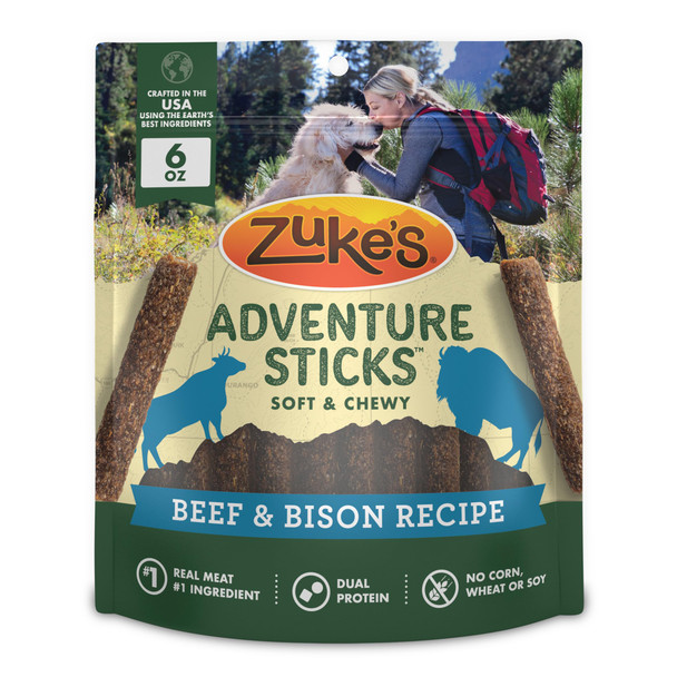 Zukes Adventure Sticks Beef And Bison Dog Treats Natural Dog Treat Sticks 6 Oz