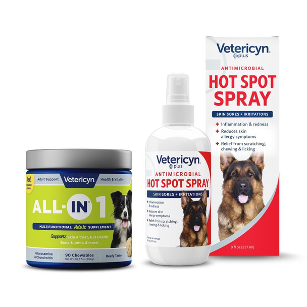 Vetericyn AllIn 1 Multifunctional Dog Supplement And Vetericyn Plus Hot Spot Spray