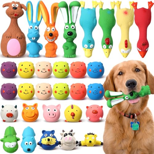 Vertintong 30 Pcs Latex Squeaky Dog Toys Soft Rubber Dog Chew Toy