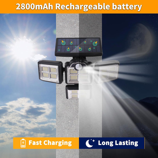 Solar Led Floodlight: 38W, 6000Lm, 6000K Outdoor Motion Sensor Light With Ip65 Waterproof Security Light, Remote Control