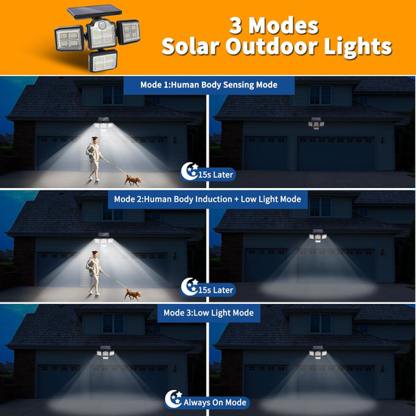 Solar Led Floodlight: 38W, 6000Lm, 6000K Outdoor Motion Sensor Light With Ip65 Waterproof Security Light, Remote Control