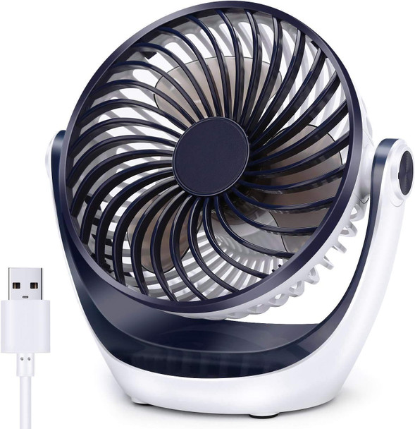 Aluan Desk Fan Small Table Fan With Strong Airflow Quiet Operation Portable Fan Speed Adjustable Head 360°Rotatable Mini Personal